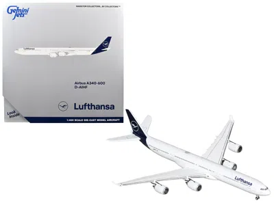 Geminijets Airbus A340-600 Commercial Aircraft "lufthansa" (d-aihf) White With Dark Blue Tail 1/400 Diecast Mod