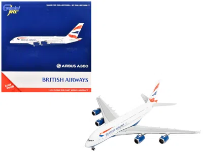 Geminijets Airbus A380 Commercial Aircraft "british Airways" (g-xlee) White With Striped Tail 1/400 Diecast Mod