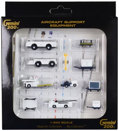 Geminijets Airport Support Equipment Set Of 10 Pieces "gemini 200" Series Diecast Models By  In White