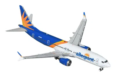 Geminijets Boeing 737 Max 200 Commercial Aircraft "allegiant Air" (n810mg) White And Blue 1/400 Diecast Model A