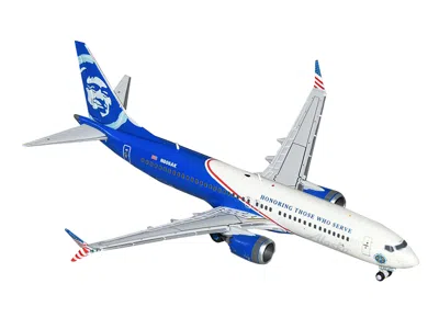 Geminijets Boeing 737 Max 8 Commercial Aircraft "alaska Airlines - Honoring Those Who Serve" (n806ak) White And