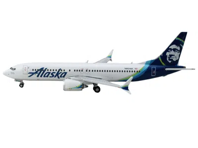Geminijets Boeing 737 Max 8 Commercial Aircraft "alaska Airlines" (n801ak) White With Blue Tail 1/400 Diecast M
