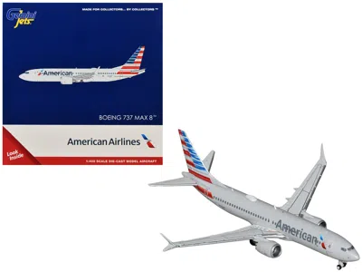Geminijets Boeing 737 Max 8 Commercial Aircraft "american Airlines" (n326rp) Gray With Striped Tail Series 1/40