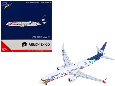 Geminijets Boeing 737 Max 9 Commercial Aircraft "aeromexico - Kukulcan" (xa-gqs) White With Graphics And Blue T
