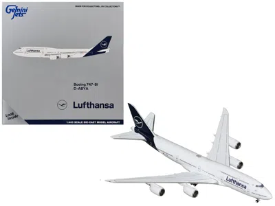 Geminijets Boeing 747-8i Commercial Aircraft "lufthansa" (d-abya) White With Dark Blue Tail 1/400 Diecast Model