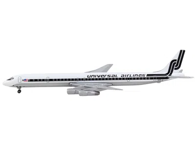 Geminijets Douglas Dc-8-61 Commercial Aircraft "universal Airlines" White With Black Stripes 1/400 Diecast Mode