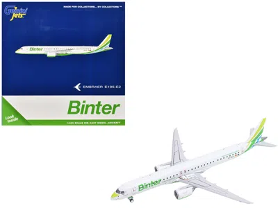 Geminijets Embraer E195-e2 Commercial Aircraft "binter Canarias" (ec-oea) White With Green Tail Stripes Stripes In Multi