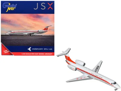Geminijets Embraer Erj-145 Commercial Aircraft "jsx" (n960jx) White With Red Stripes And Tail 1/400 Diecast Mod