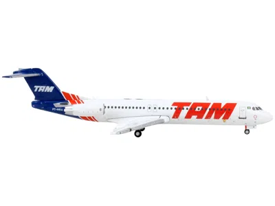 Geminijets Fokker F100 Commercial Aircraft "tam Linhas Aereas" White With Blue Tail 1/400 Diecast Model Airplan
