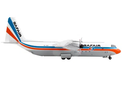 Geminijets Lockheed L-100-30 Commercial Aircraft "safair" White With Blue And Orange Stripes 1/400 Diecast Mode