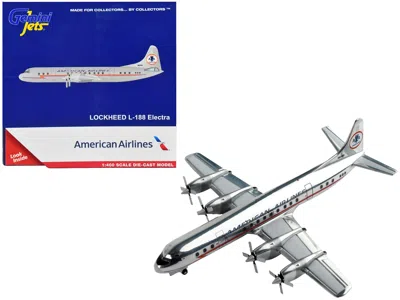 Geminijets Lockheed L-188 Electra Commercial Aircraft "american Airlines" Silver With Red Stripes 1/400 Diecast In Gray