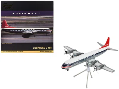 Geminijets Lockheed L-188 Electra Northwest Orient N128us White Gray Blue Stripes Red Tail  1/200 Die In Multi