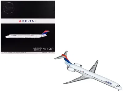 Geminijets Mcdonnell Douglas Md-90 Commercial Aircraft "delta Air Lines" (n910dn) White With Blue And Red Tail 