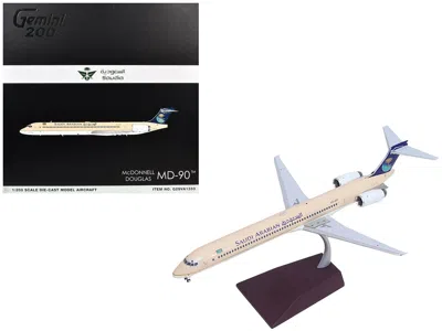 Geminijets Mcdonnell Douglas Md-90 Commercial Aircraft "saudia Airlines" (hz-api) Beige With Blue Tail "gemini 