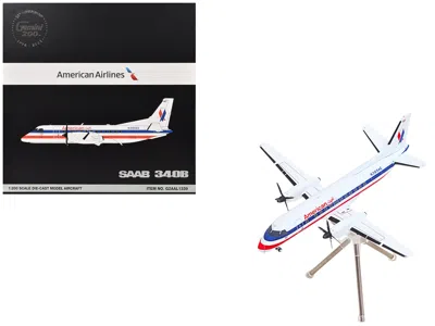Geminijets Saab 340b American Eagle N389ae White Red Blue Stripes  1/200 Diecast Model Airplane In Multi