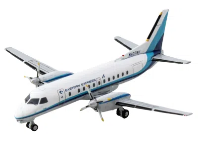 Geminijets Saab 340b Commercial Aircraft "eastern Express" (n407bh) White With Blue Stripes 1/400 Diecast Model