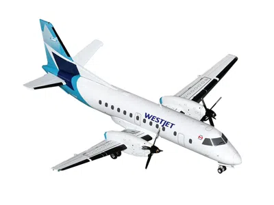 Geminijets Saab 340b Commercial Aircraft "westjet" (c-goia) White With Blue Stripes And Tail "gemini 200" Serie