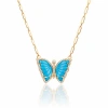 Gemma Azzurro Carved  Turquoise Butterfly Necklace In Blue
