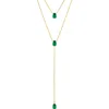 Gemma Azzurro Emerald Lariat Necklace Set In Green