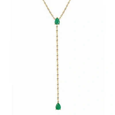 Gemma Azzurro Emerald Pear Station Chain Lariat Y Necklace In Green