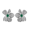Gemma Azzurro Fleur Pave Emerald Flower Earrings In Metallic