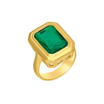 Gemma Azzurro Gold Emerald Cocktail Ring In Gray