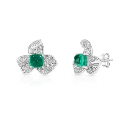 Gemma Azzurro Orchid Emerald Earrings In Green