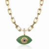 Gemma Azzurro Paperclip Chain Evil Eye Necklace In Gold
