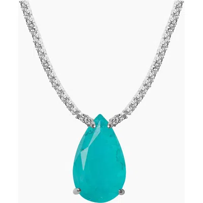Gemma Azzurro Paraiba Stone Pear Tennis Necklace In Blue