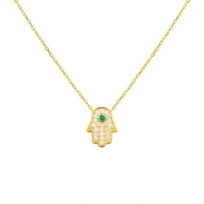 Gemma Azzurro Pave Hamsa Hand Necklace In Gold