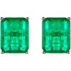 Gemma Azzurro Rectangular Emerald Stud Earrings In Green