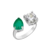 Gemma Azzurro Round & Pear Emerald Toi E Moi  Ring In Brown