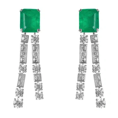 Gemma Azzurro Square Emerald Chandelier Earrings In Green