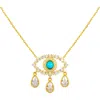 Gemma Azzurro Teardrop Turquoise  Evil Eye Necklace In Blue