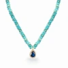 Gemma Azzurro Turquoise Beaded Sapphire Drop Necklace In Blue