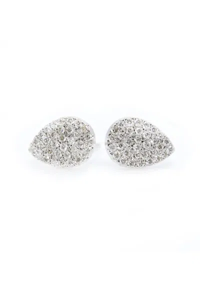 Gemma Couture Pave Teardrop Diamond Earrings In White Gold In Silver