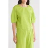 Gemma + Jane Balloon Sleeve Top In Green