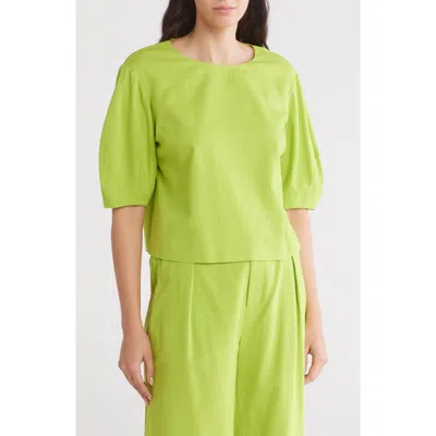 Gemma + Jane Balloon Sleeve Top In Green