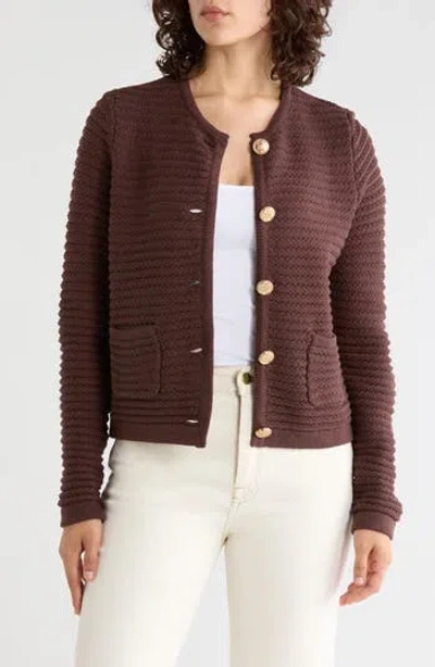 Gemma + Jane Buttoned Cardigan Sweater In Coffee Bean