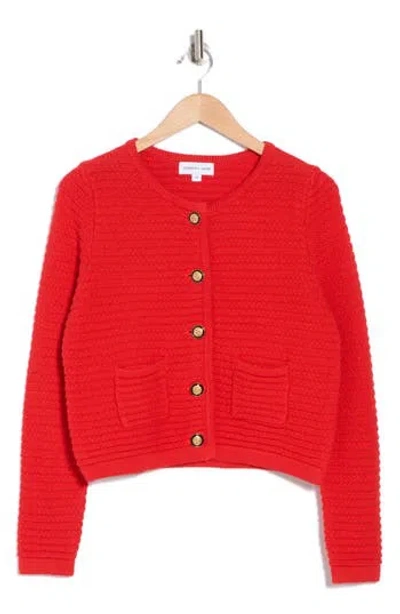 Gemma + Jane Buttoned Cardigan Sweater In Red