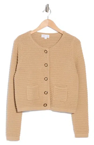 Gemma + Jane Buttoned Cardigan Sweater In Tan