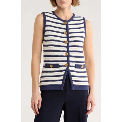 Gemma + Jane Buttoned Sweater Vest In Blue