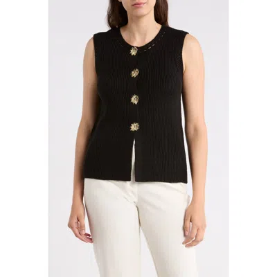 Gemma + Jane Button-up Sweater Vest In Blue