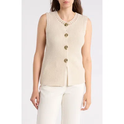 Gemma + Jane Button-up Sweater Vest In Gray