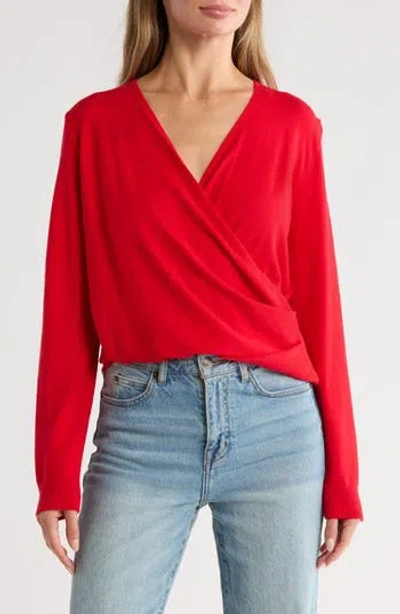Gemma + Jane Crossover Front Sweater In Red