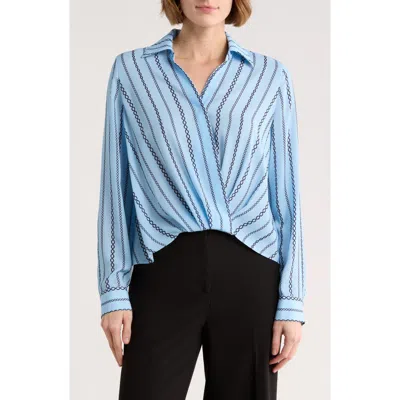 Gemma + Jane Crossover Long Sleeve High-low Top In Blue