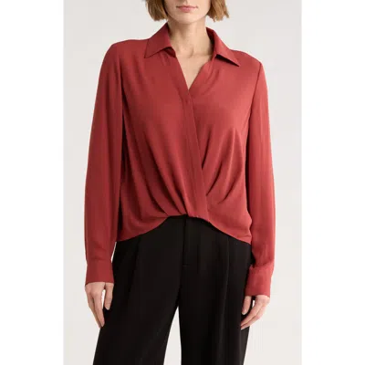 Gemma + Jane Crossover Long Sleeve High-low Top In Red