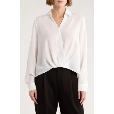 Gemma + Jane Crossover Long Sleeve High-low Top In White