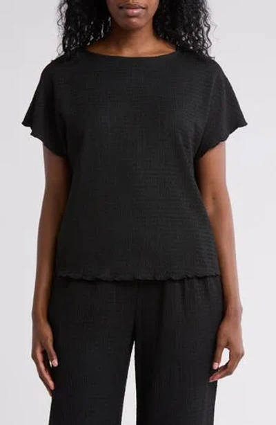 Gemma + Jane Dolman Sleeve Jacquard Top In Black