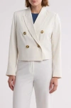 Gemma + Jane Double Breasted Crop Blazer In Eggshell